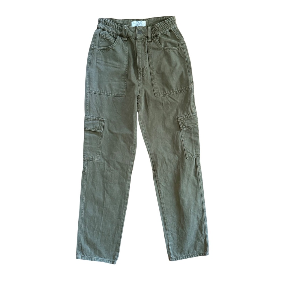 Free People We The Free Olive Green Cargo Pants Utility‎ Straight Leg 26 Grunge